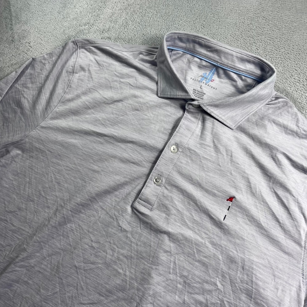 Johnnie-O Featherweight Men L Gray Heather Long Sleeve Golf Polo Shirt UPF 50